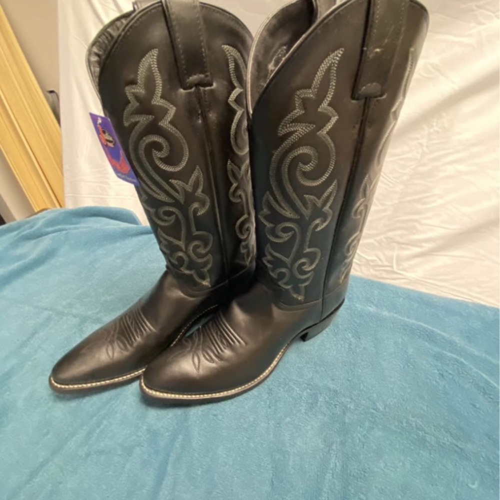 Justin Boots Black and Gray Western Cowboy Boots